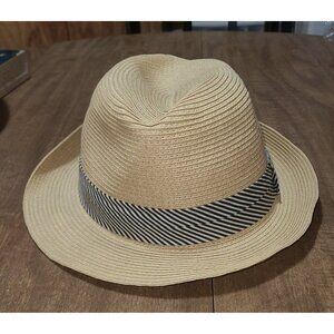 D & Y Women’s Cloche Hat One Size Fits Most Straw Look Braided Striped Ribbon